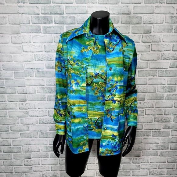 Vintage 70s Suits‎ Galore Womens S/M Polyester Jacket & Tank Set Leisure Suit - Picture 1 of 15
